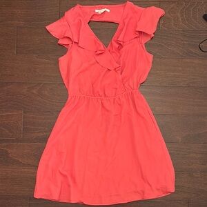 BCBGMaxAzria Orange Pink Asymmetrical Ruffled Sundress